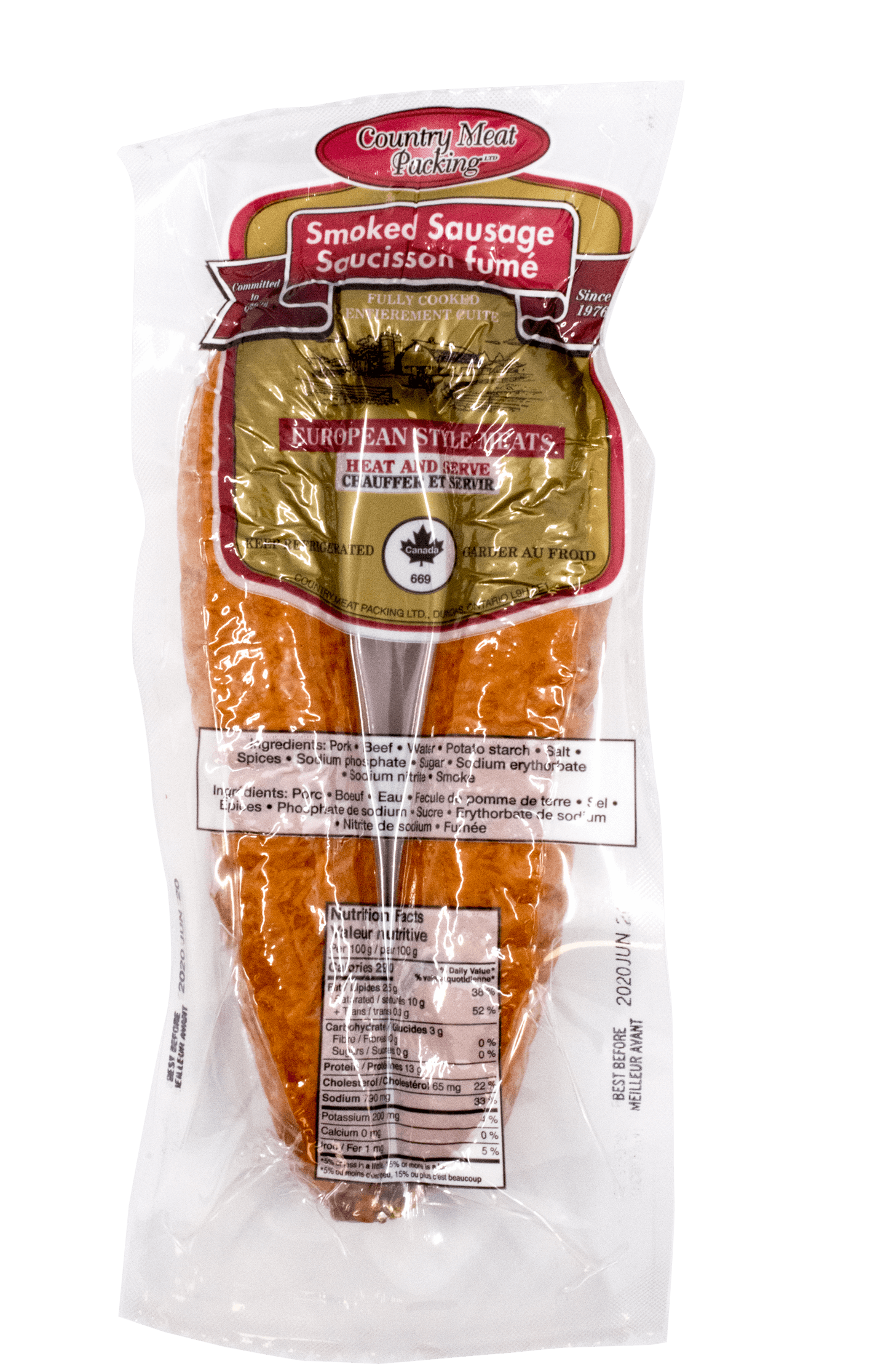 CMP Pork Beef Sausage, Gelderse Rookworst 400g