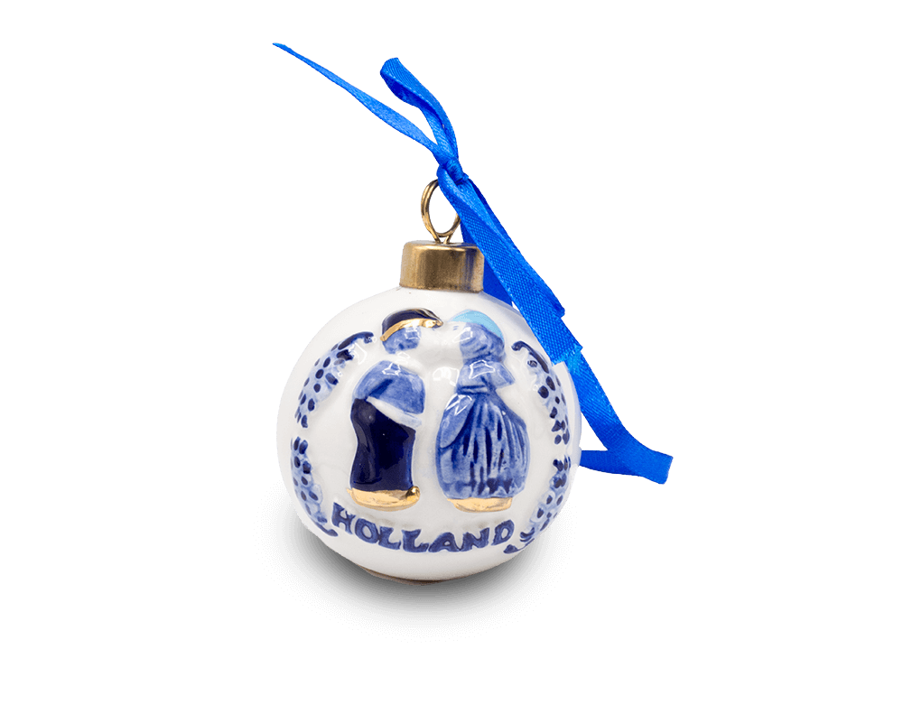 Christmas Ornament - Ball Kissing Couple Gold