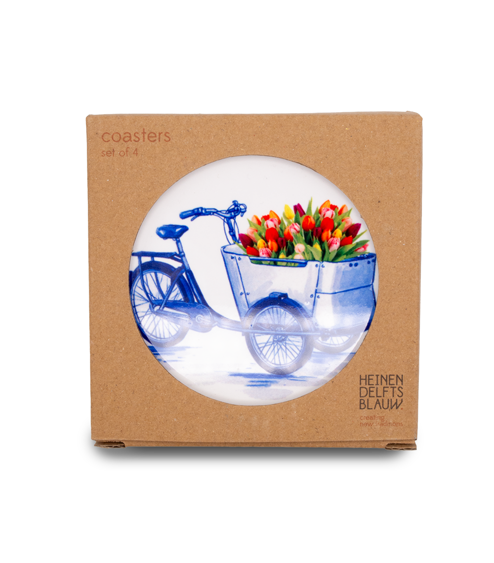 Coasters 4pk - Delft Blue Bicycle
