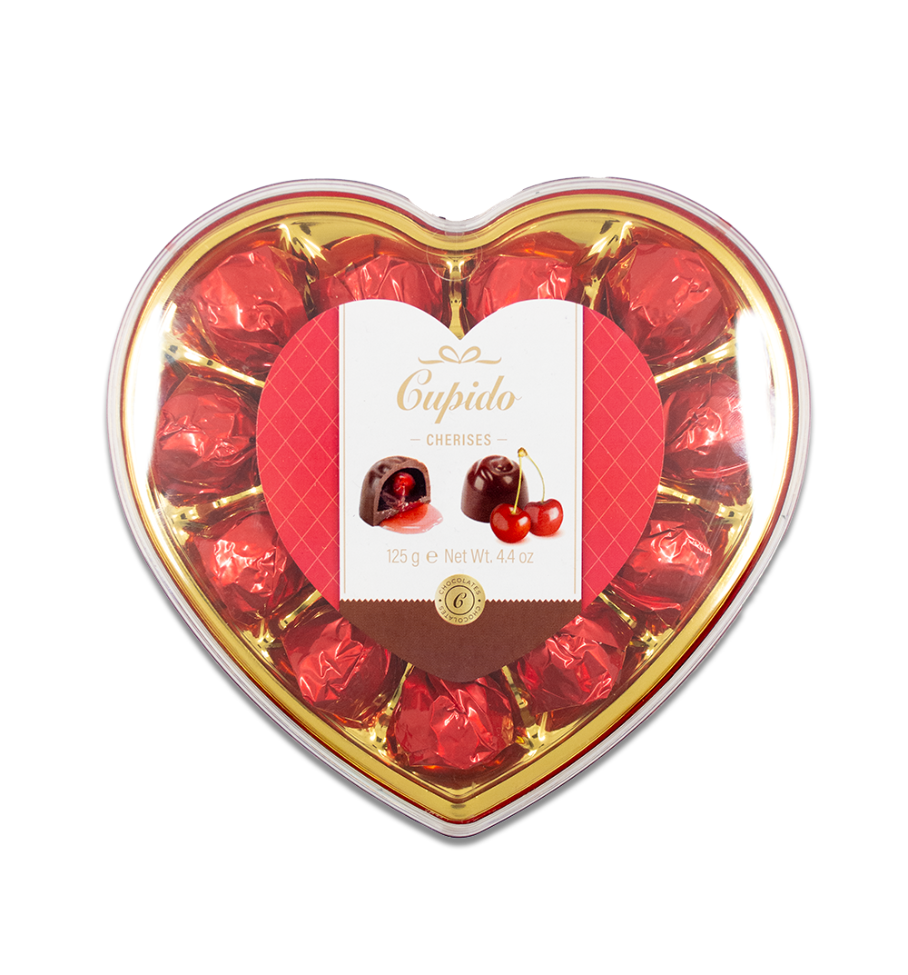 Cupido Chocolate Cherry Hearts 125g