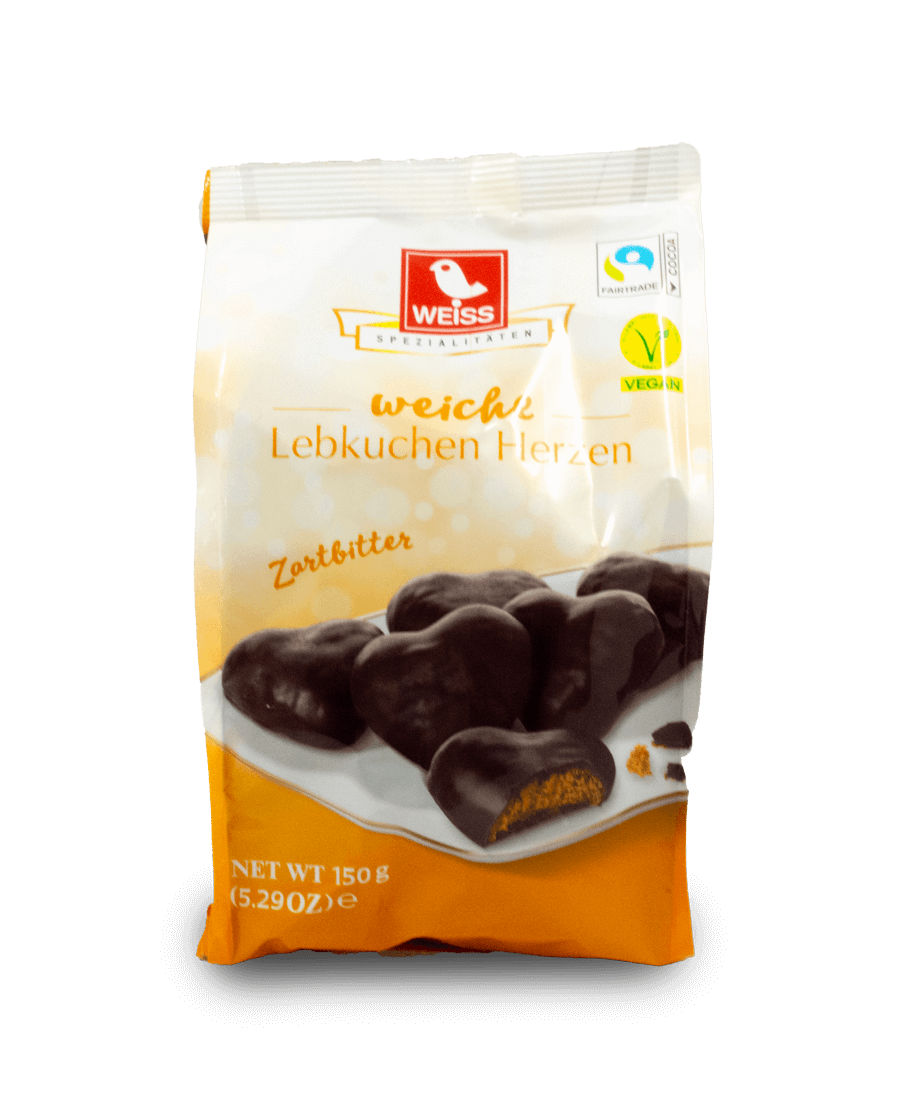 Weiss Dark Chocolate Gingerbread Hearts 150g