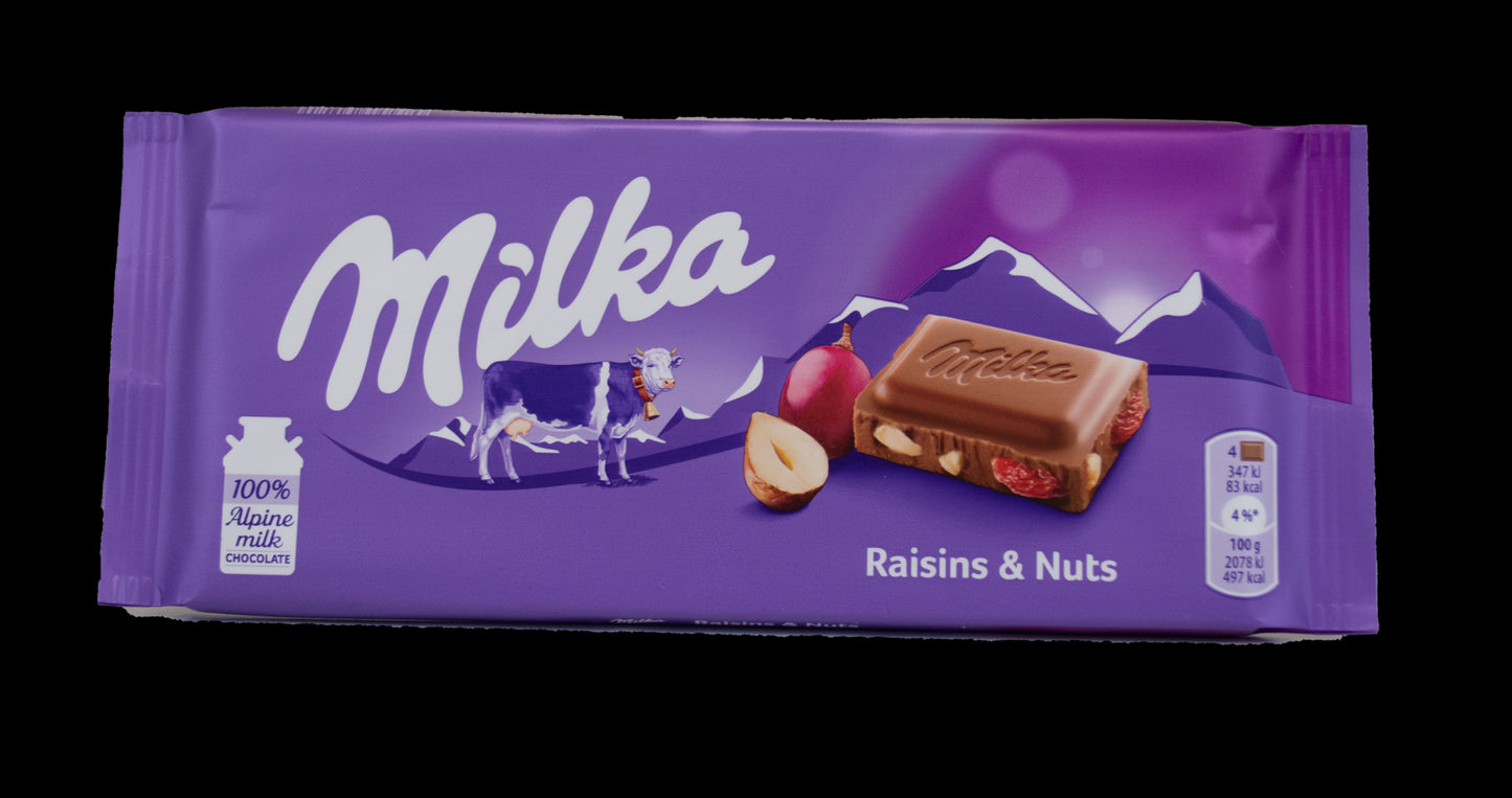Milka Chocolate Bar - Raisin & Nut 100g