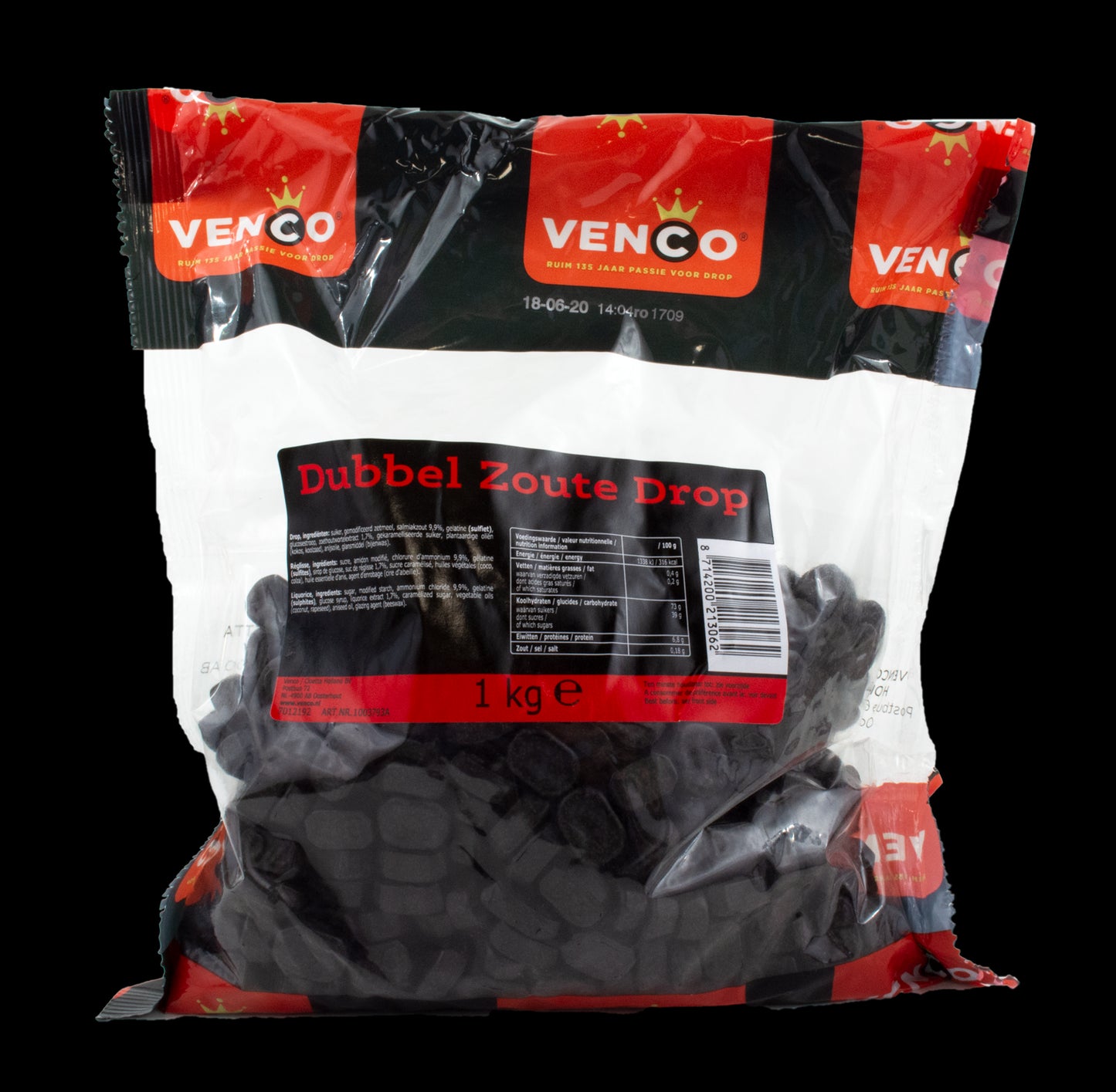 Venco Double Salt Rounds Liquorice 1kg