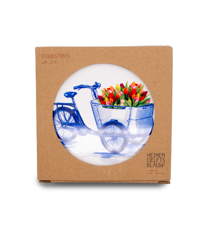 Coasters 4pk - Delft Blue Bicycle