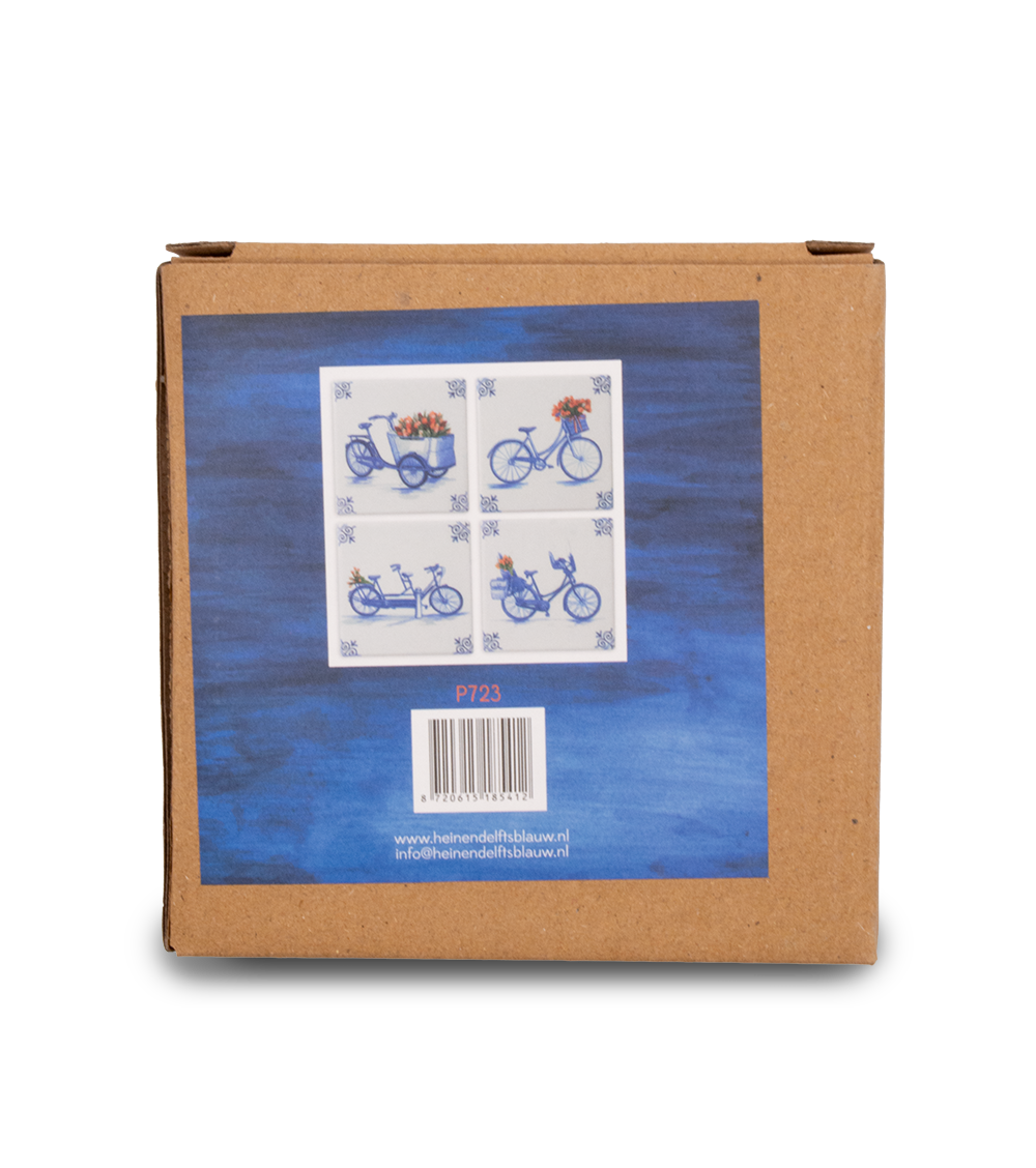 Coasters 4pk - Delft Blue Bicycle
