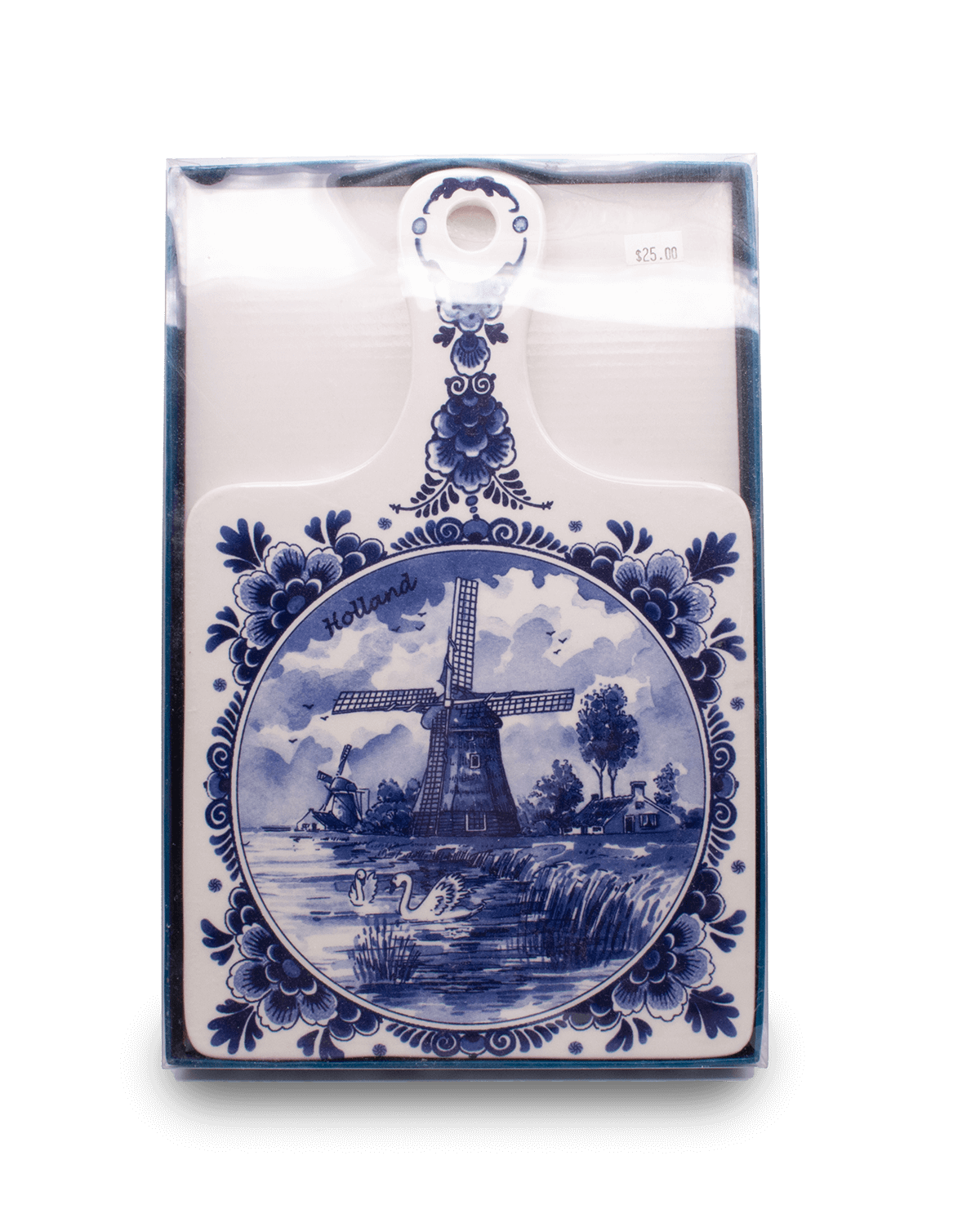 Delft Blue Pot Holder with Windmill