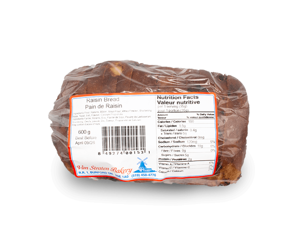 Van Straten Bakery Raisin Bread 600g