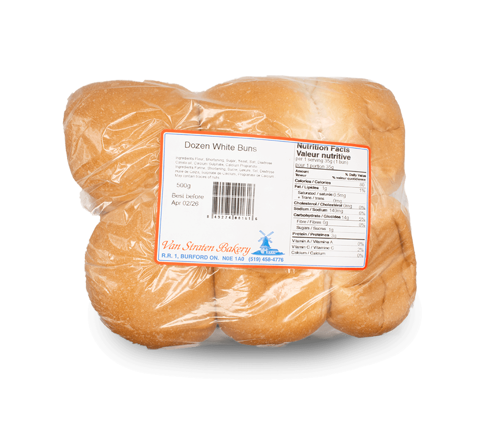 Van Straten Bakery White Buns 12pk