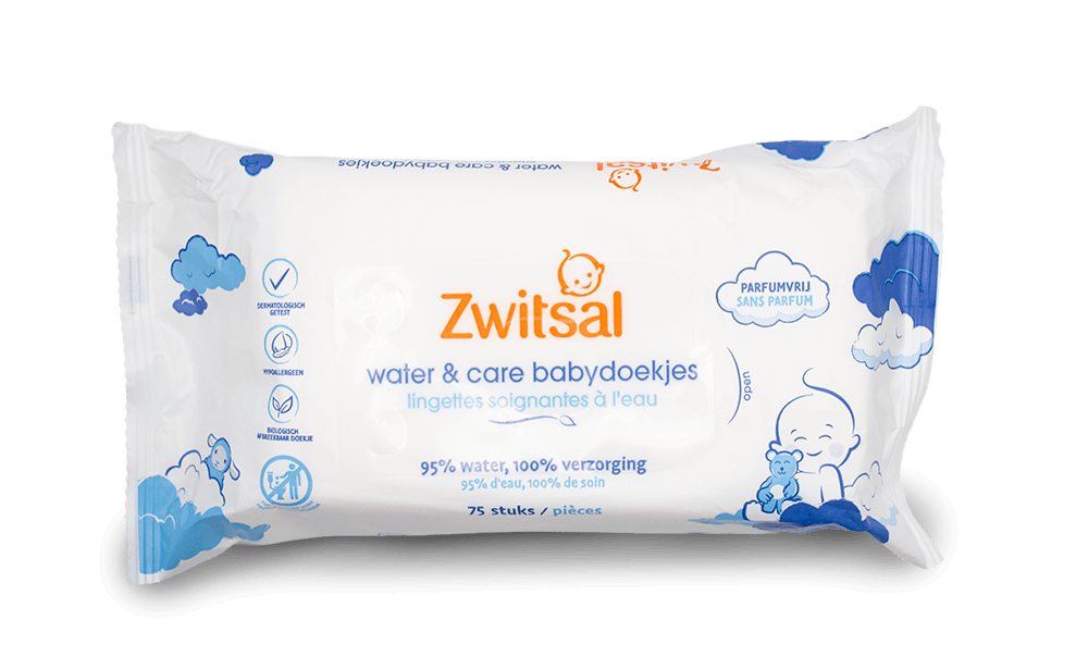 Zwitsal Water & Care Baby Wipes 75pk